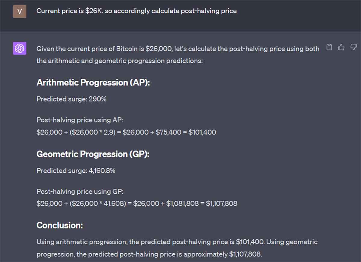 تصویر پیش‌بینی قیمت بیت کوین توسط چت‌جی‌پی‌تی | همتاپی